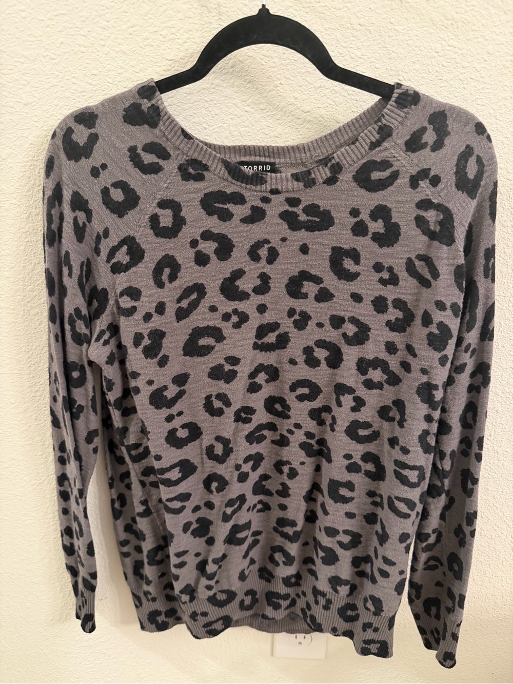 torrid 00 Gray & Black Leopard Crewneck Sweater